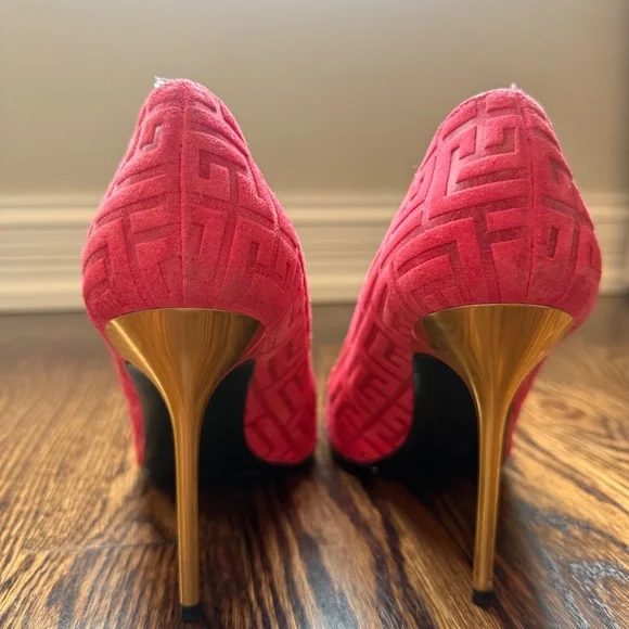 Balms in Pink Suede Gold Stiletto Pumps size 38 (US 8)